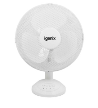 12Inch Oscillating Desktop Fan White - 3 Speed Settings