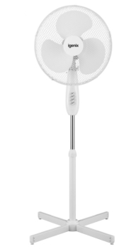 16Inch Oscillating Standing Fan White/Black - 3 Speed Settings